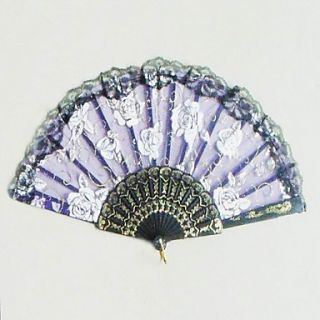 Classic Hand Fan With Rose Patten   Set Of 4   (More Colors)