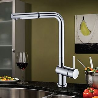 Single Handle Solid Brass Pull Out Chrome Finish Kitchen Faucet