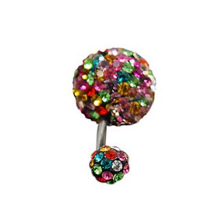Silver Plated Stainless Steel Rhinestones Navel/Ear Piercing(Assorted Color)
