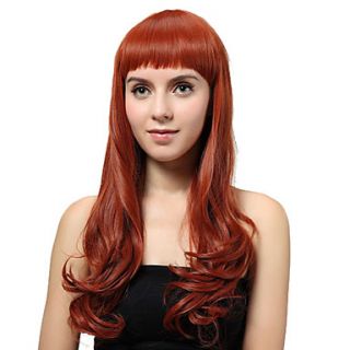 Capless Long Auburn Curly Synthetic Wigs