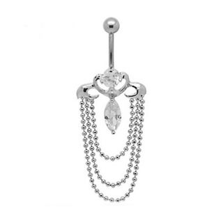 Silver Plated Stainless Steel Zircon Navel/Ear Piercing