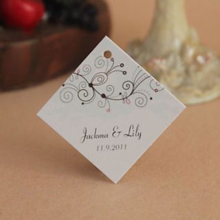 Personalized Rhombus Favor Tag   White Elegance (Set of 30)