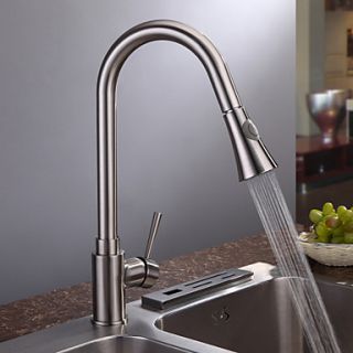 Contemporary Nickel Brushed Finish Single Handle Kitchen Faucet