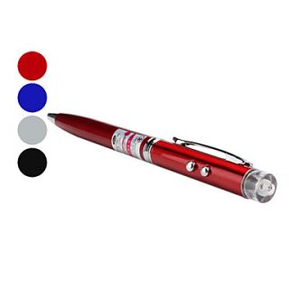 3 in 1 Ball Pen with 2 Mode White Light and 5mW Red Laser (3xLR41, Black Ink)