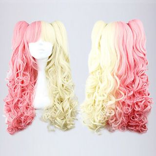 Lolita Curly Wig Inspired by Pink and Golden Mixed Color Ponytail 70cm Sweet