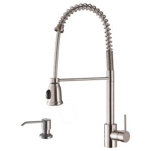 Ruvati RVF1215K1ST Cascada Commercial Style Pullout Spray Kitchen Faucet with So