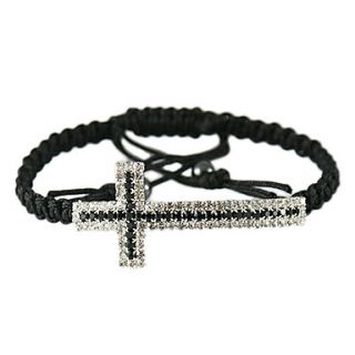 White Edge Black Inner Crystal Cross knot Bracelet
