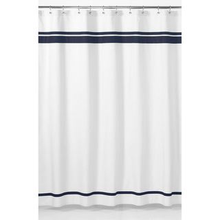 White And Navy Hotel Shower Curtain (Blue/ whiteMaterials 100 percent cotton fabricsDimensions 72 inches wide x 72 inches longCare instructions Machine washableShower hooks and liner not includedThe digital images we display have the most accurate colo