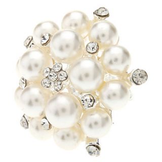 Flower Metal Pearl Adjustable Ring
