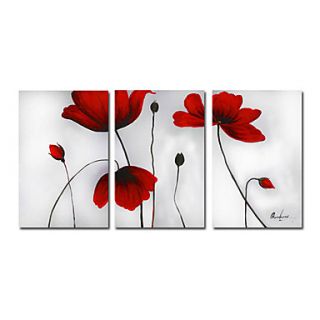 Hand painted Floral Oil Painting with Stretched Frame   Set of 3