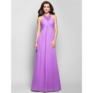 A line Halter Floor length Chiffon Evening/Prom Dress