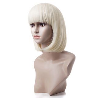 Capless Short Sandy Blonde Straight Heat resistant Fiber Wigs