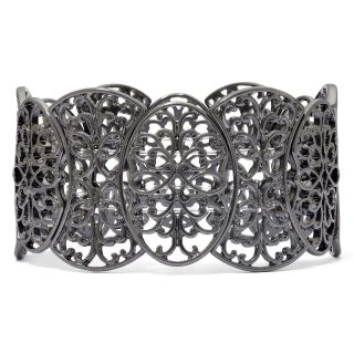 Dark Gray Filigree Stretch Bracelet, Gunmetal