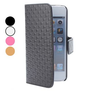 Grid Pattern PU Leather Case with Card Slot and Wallet for iPhone 5 (Assorted Colors)