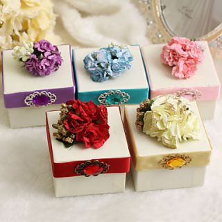 Classic Favor Boxes With Flower And Ribbon   Set of 12 (More Colors)