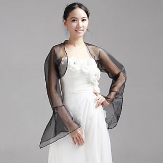 Stunning Long Bell Sleeve Organza Wedding/Evening Jacket/Wrap (More Colors)