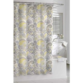 Garden Paisley Yellow And Grey Shower Curtain