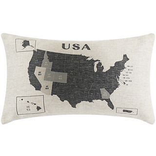 Print USA Map Decorative Pillow Cover