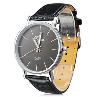 Unisexs PU Analog Quartz Wrist Watch (Black)