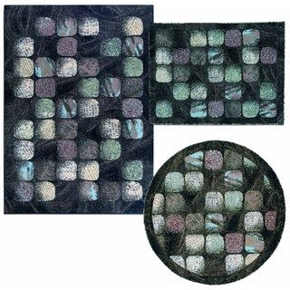 Cobble Stone Collection Charcoal Rug 3pc Set By Nourison (311 X 53) (53 X 53 Round) (53 X 73)