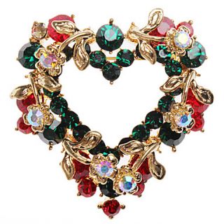 Color Hollow Love Garland Crystal Inlaid Brooch(Golden)