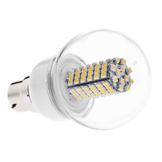 B22 5W 102x3528 SMD 400 420LM 3000 3500K Warm White Light LED Ball Bulb (110V/220V)