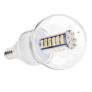 E14 6W 120x3528 SMD 480 500LM 3000 3500K Warm White Light LED Ball Bulb (AC 110 130/AC 220 240 V)