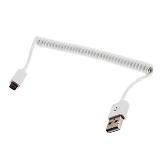 USB to Micro USB Stretchable Cable for Samsung Galaxy S3 I9300 and Others (White)