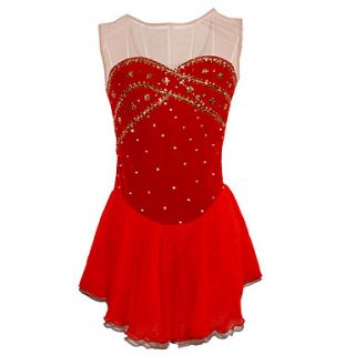 Girls Figure Elastic Net Skating Dress (Red)
