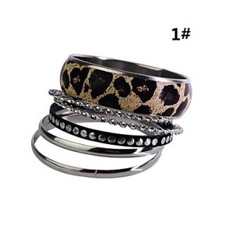 Leopard Grain Wide Alloy Bracelet Set