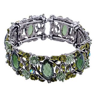 Decorative Embossed Flowers Acrylic Crystal Alloy Bracelet(Assorted Colors)