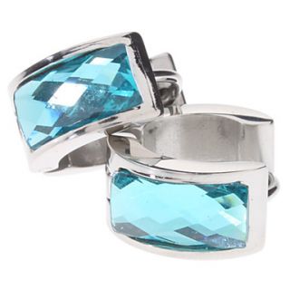 Blue Zircon Stainless Steel Earrings