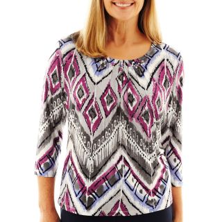 Alfred Dunner Sweet Temptations Diamond Zigzag Knit Top, Womens