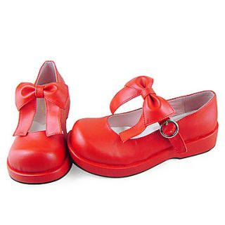 Handmade Sweet Red PU Leather 3cm Platform Cosplay Lolita Shoes