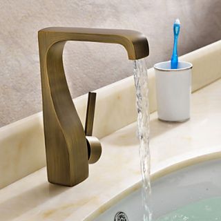 Single Handle Antique Brass Finish Centerset Bathroom Sink Faucet