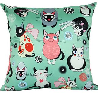 Cartoon Animal Cat Ployester Decorative Pillow Cover