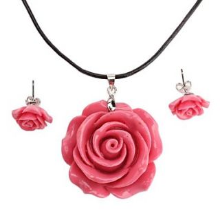Rose Necklace Earrings Jewelry Set