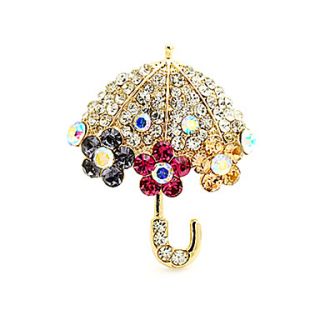 Umbrella Alloy With Rhinestones Womens Brooch