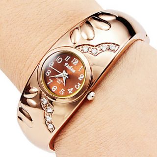 Womens Bracelet Style Analog Alloy Quartz Watch (Bronze)