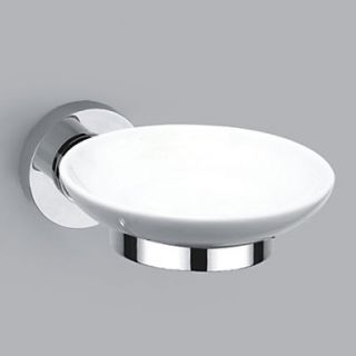 Chrome Finish Contemporary Style Brass Round Shape Wall Mounted Soap Holders