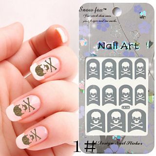 3PCS Paper Nail Art Image Stamp Stickers LK Series No.6(Assorted Colors)