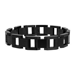 Inox Jewelry Mens Black Tone Stainless Steel Link Bracelet, Black