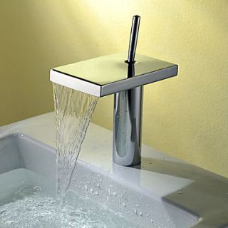 Contemporary Single Handle Waterfall Bathroom Sink Faucet Chrome Finish