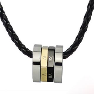 Mens Titanium Leather Necklace(Free Chain)