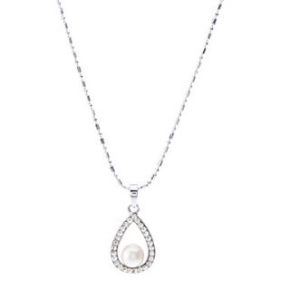 Pearl Rhinestone Drop Shaped Necklace