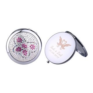 Personalized Chrome Mirror Favor With Rhinestone Butterfly