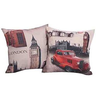 Set of 2 Landscape London Cotton/Linen Decorative Pillow Cover