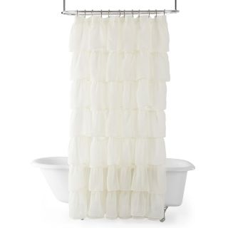 Layered Voile Shower Curtain, Cream