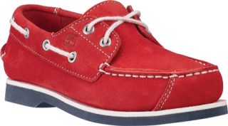 Childrens Timberland Peaks Island 2 Eye Boat Shoe   Red/Navy Suede Casual Shoes