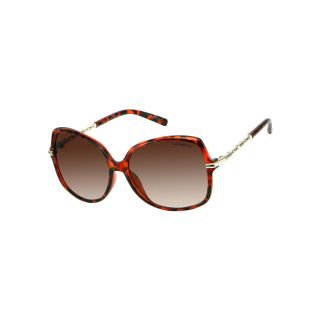 LIZ CLAIBORNE Shag Square Frame Sunglasses, Tortoise, Womens